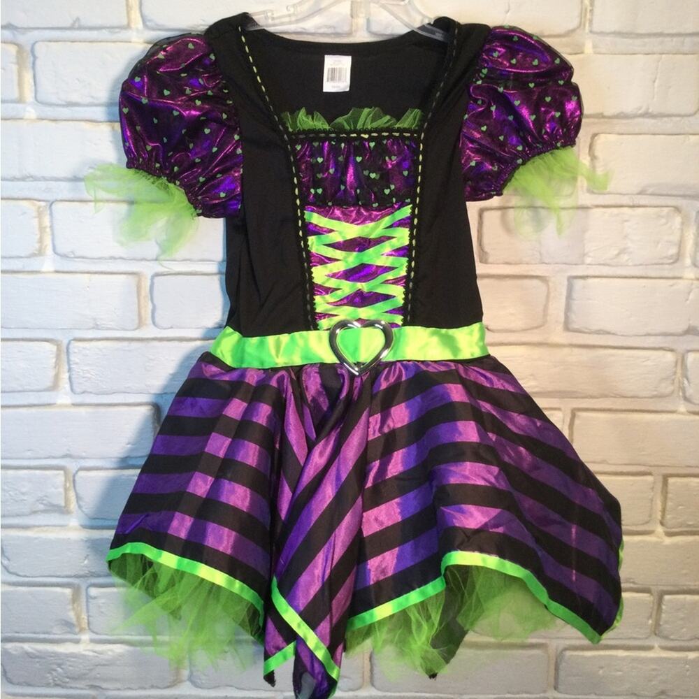 Purple & Lime Witch Costume Dress 6/6X